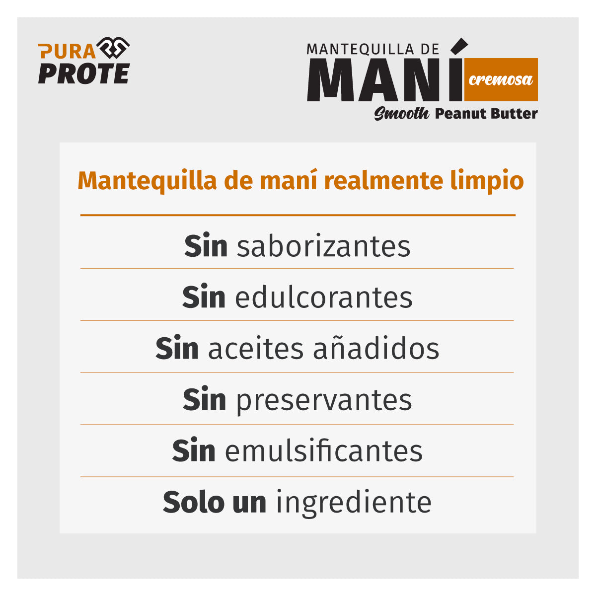 imagen tipografica de la mantequilla de mani alusiva a que es realmente limpia y sin aditivos