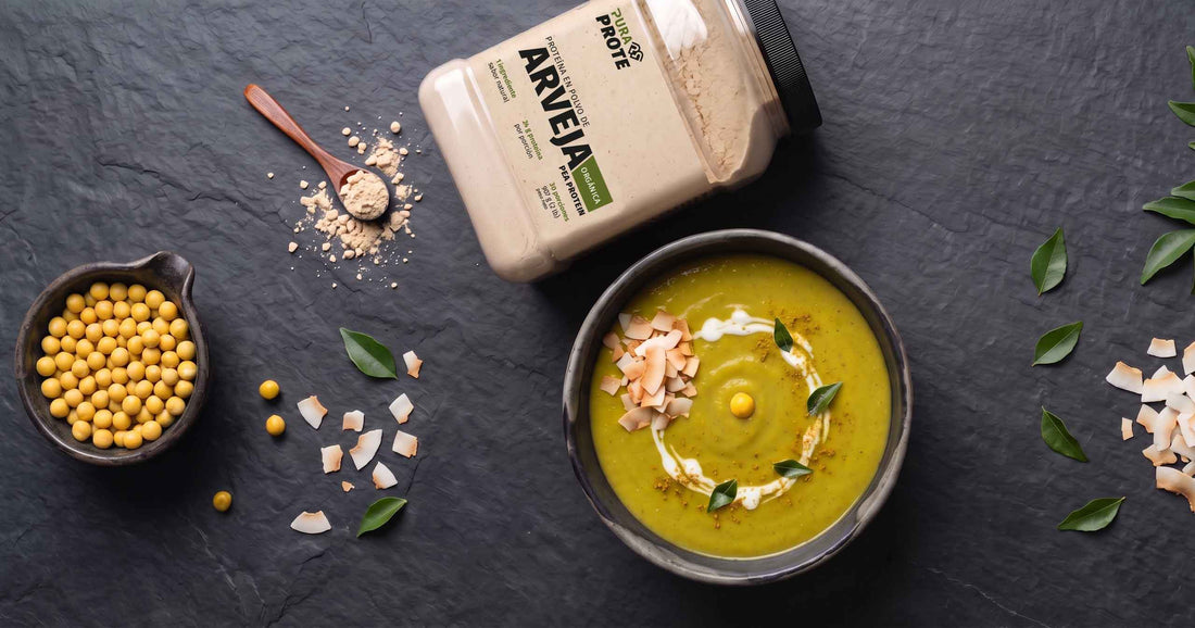 Crema con proteína de arveja orgánica, coco y curry cremosa