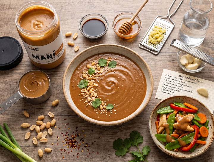 Salsa oriental de mantequilla de maní, receta con mantequilla de maní Pura Prote