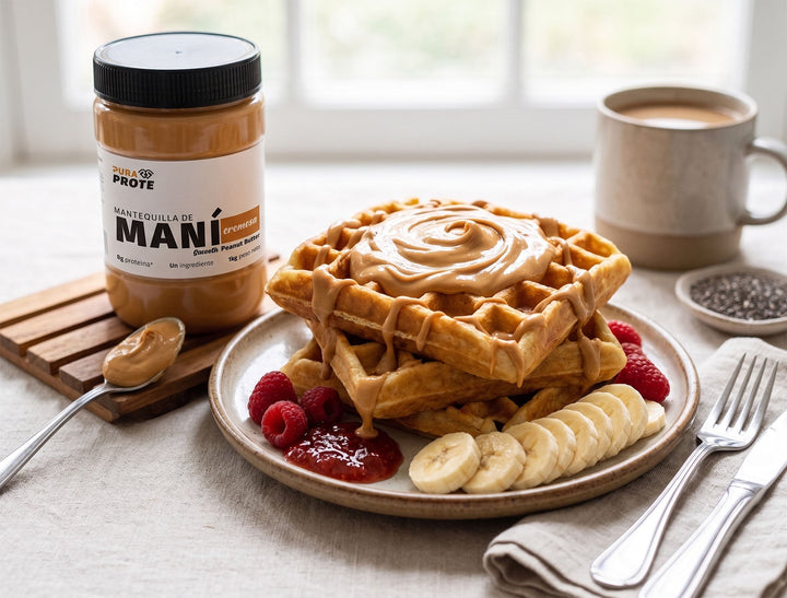 Topping para waffles, receta con mantequilla de maní Pura Prote
