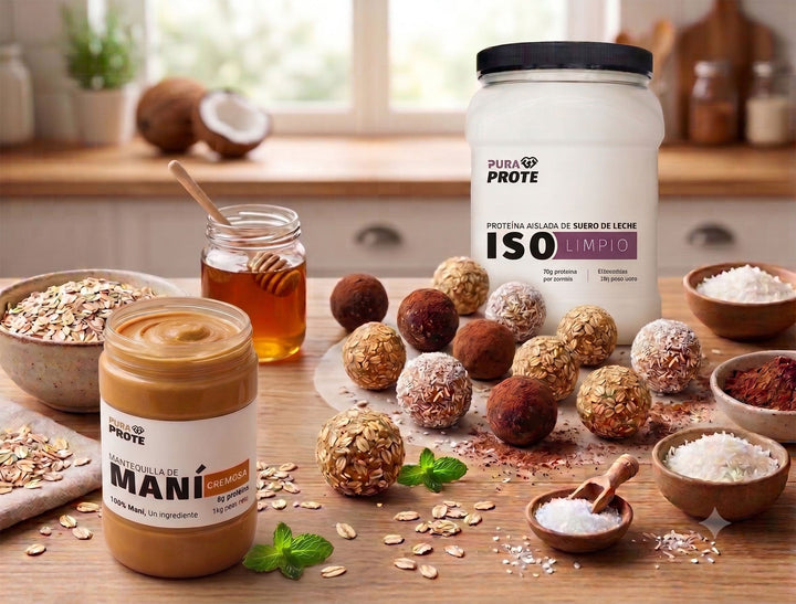 Bolitas proteicas con mantequilla de maní, receta con mantequilla de maní Pura Prote
