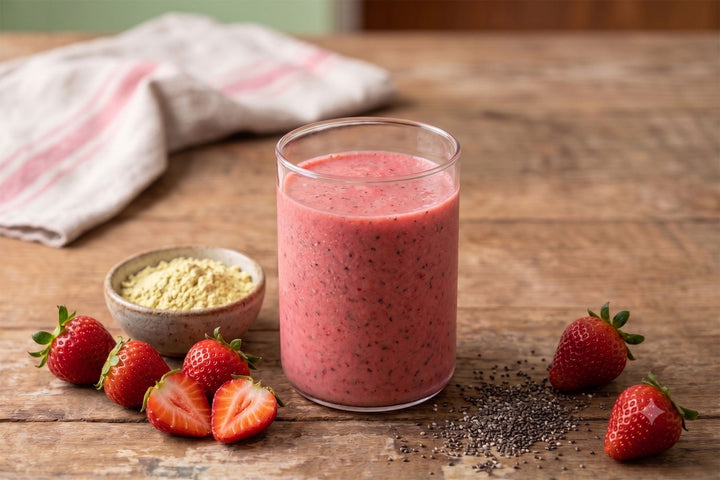 Fresas Poderosas, receta con proteína de arveja Pura Prote