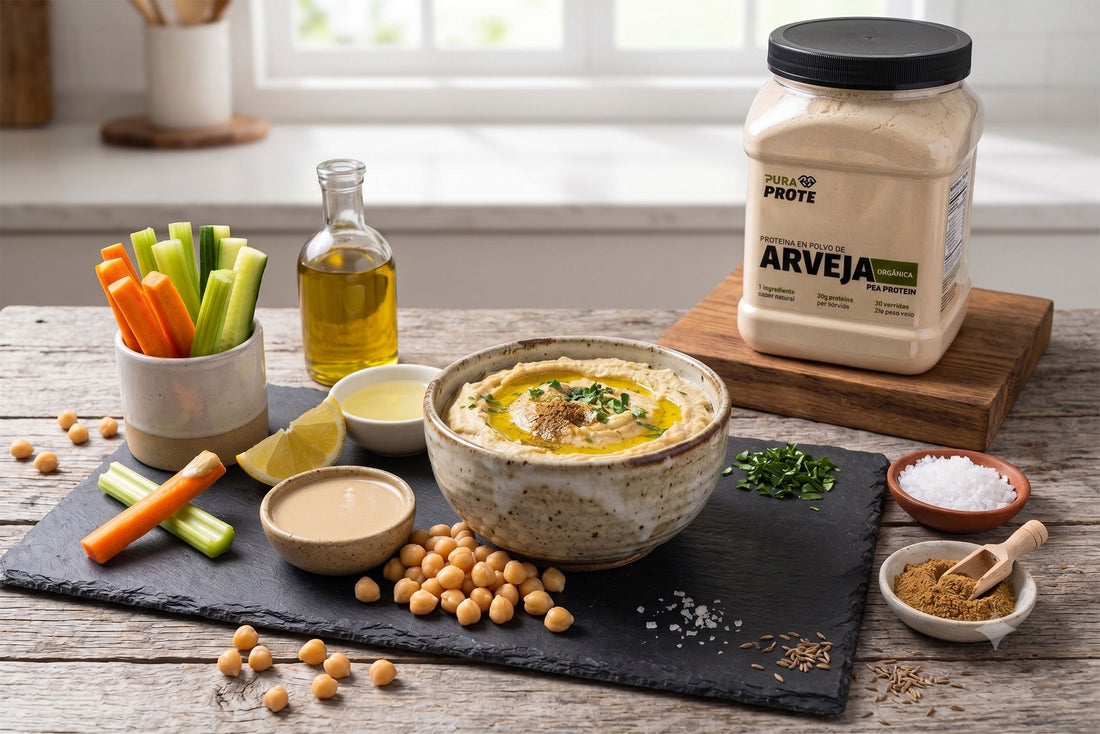 Hummus Proteico de Garbanzo, receta con proteína de arveja Pura Prote