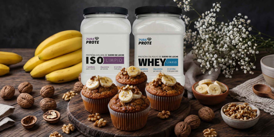 Muffins de banano y canela con proteína Whey o ISO