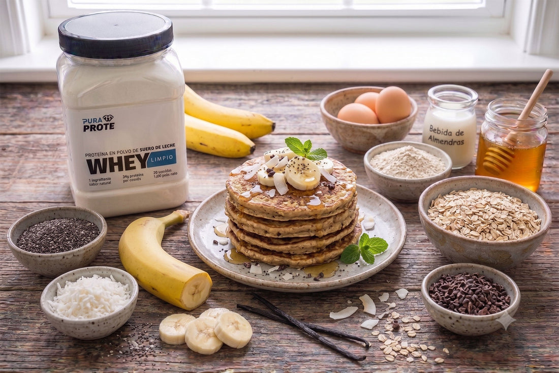Prote pancakes con banano, receta con proteína whey/ISO Pura Prote