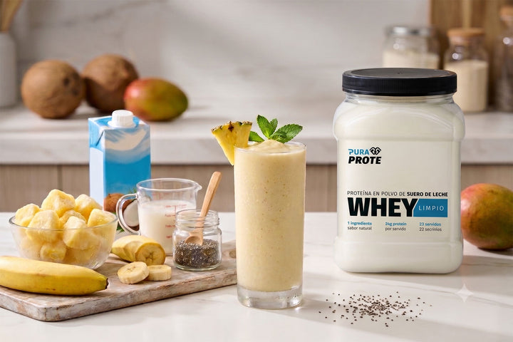 Smoothie Tropical Proteico, receta con proteína whey/ISO Pura Prote