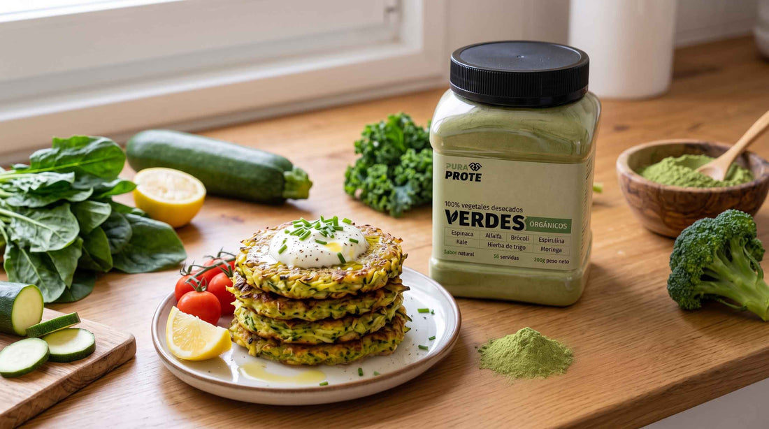 Tortitas de zucchini y Verdes Orgánicos