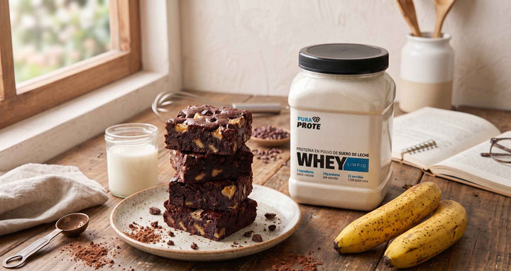 Brownies de banano y cacao con Whey Limpio