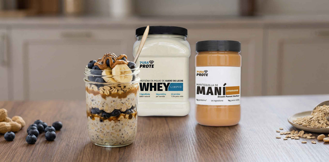 Avena proteica con mantequilla de maní