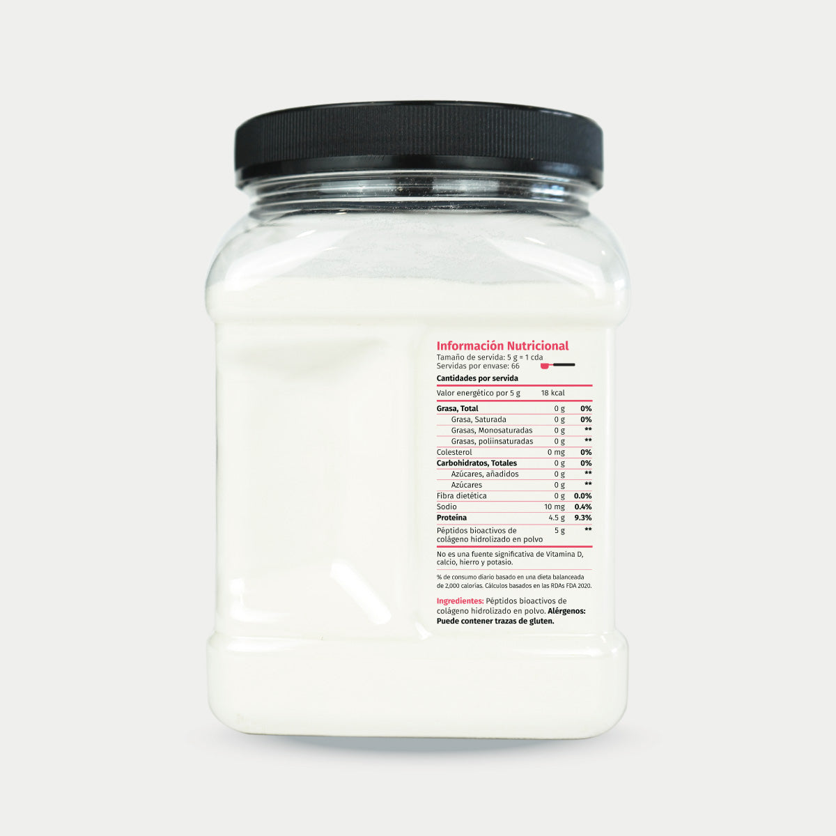 imagen de lateral izquierdo de colageno forte con informacion nutricional