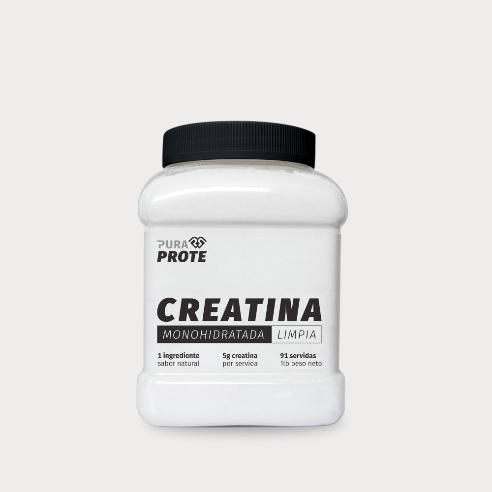 imagen frontal de tarro de creatina limpia 91 porciones