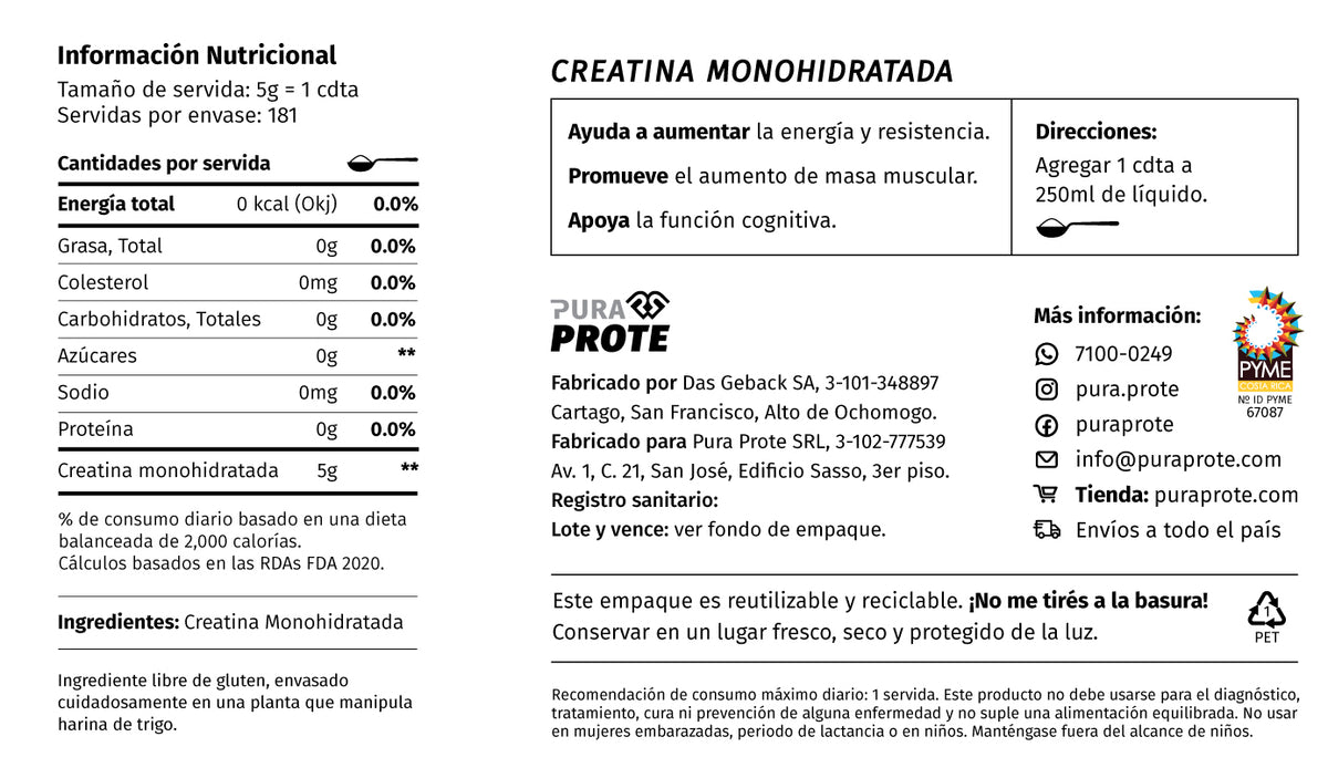 informacion nutricional de la creatina