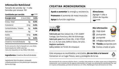 informacion nutricional de la creatina