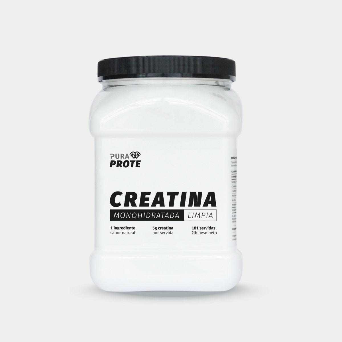 imagen frontal del tarro de la creatina limpia 181 porciones