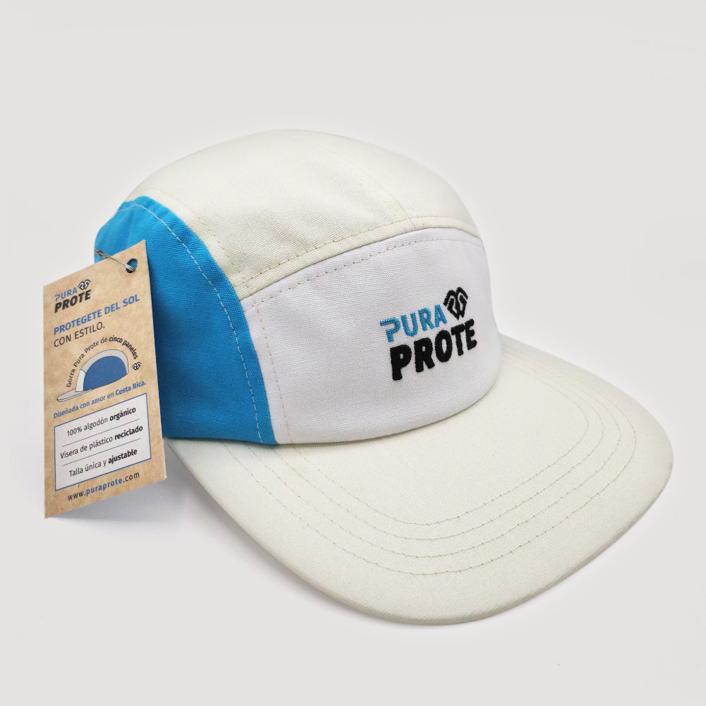 imagen frontal de la gorra pura prote con etiqueta