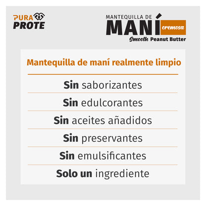 imagen tipografica de la mantequilla de mani alusiva a que es realmente limpia y sin aditivos