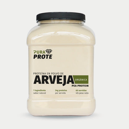 imagen frontal de tarro de proteina de arveja organica 60 porciones