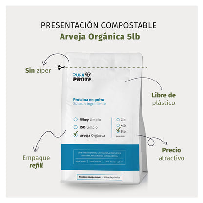 detalles sobre empaque compostable de proteina de arveja organica 5 libras