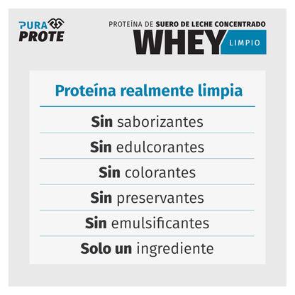 imagen tipografica de whey limpio que dice que es realmente limpio y sin aditivos