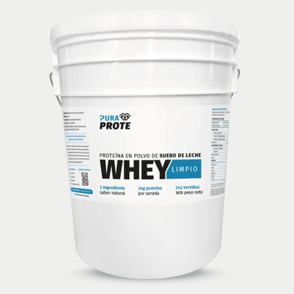imagen de cubeta de proteina whey limpio 242 porciones, vista frontal