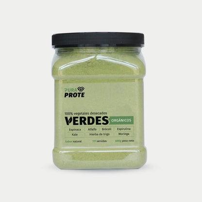 imagen frontal de tarro de verdes organicos 600 gramos