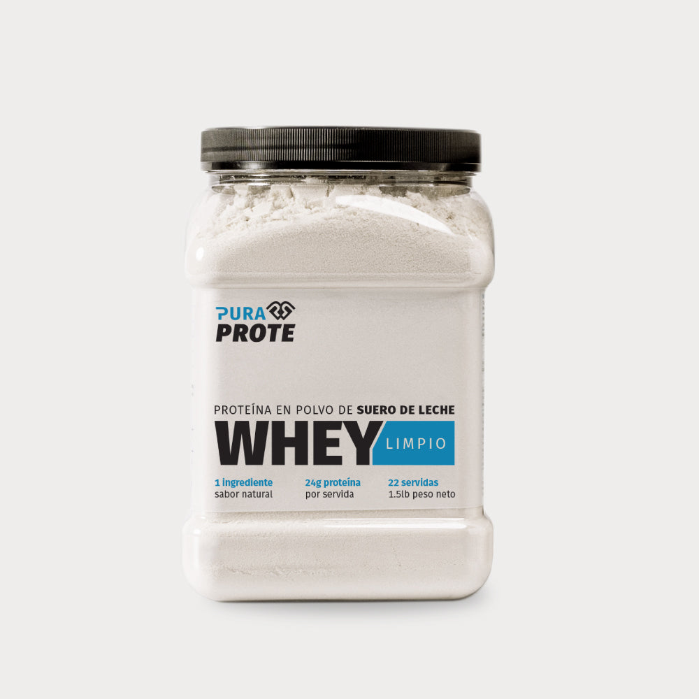 vist afrontal de tarro de proteina whey limpio 22 porciones