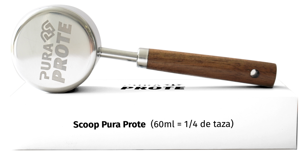 imagen del scoop pura prote de 60 ml sobre su cajita de empaque