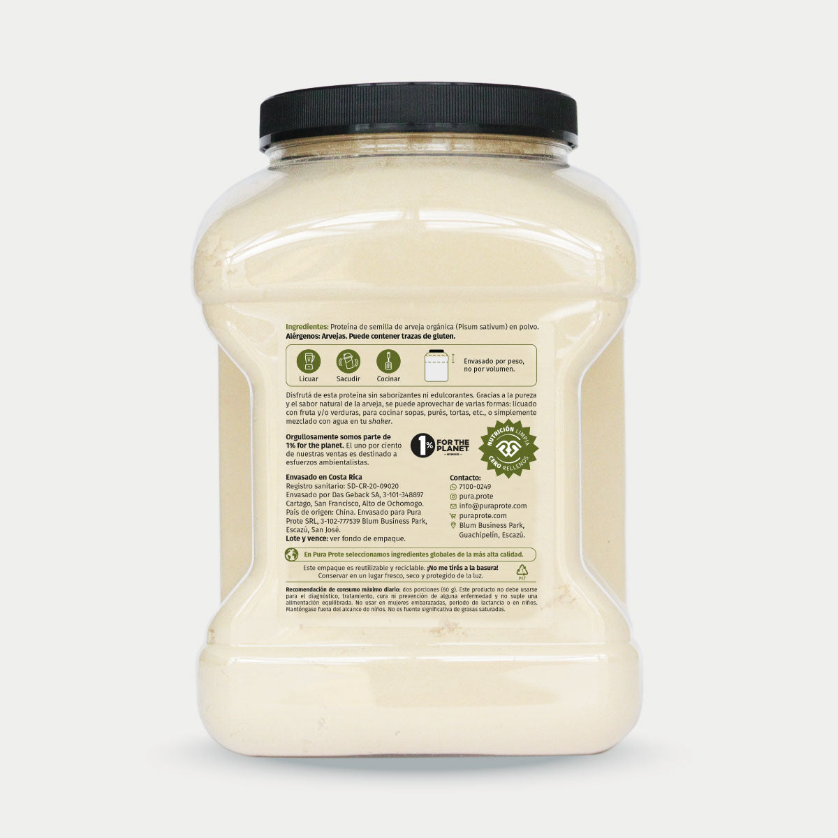 Proteína de Arveja Orgánica 1814 g, vista trasera