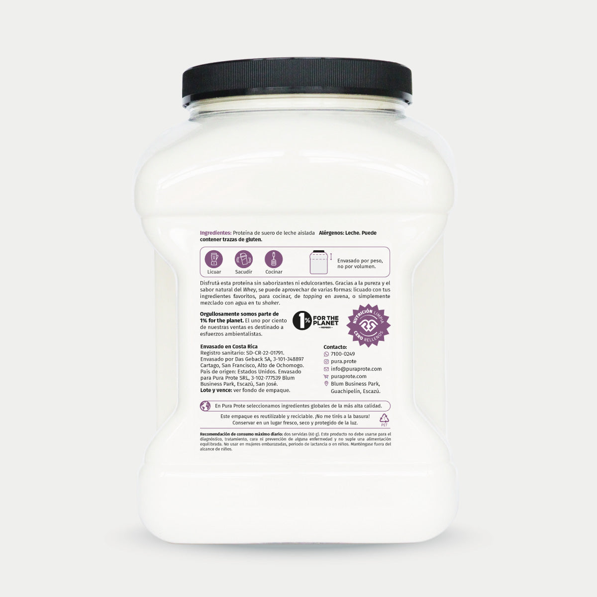 Proteína ISO Limpio 1361 g, vista trasera