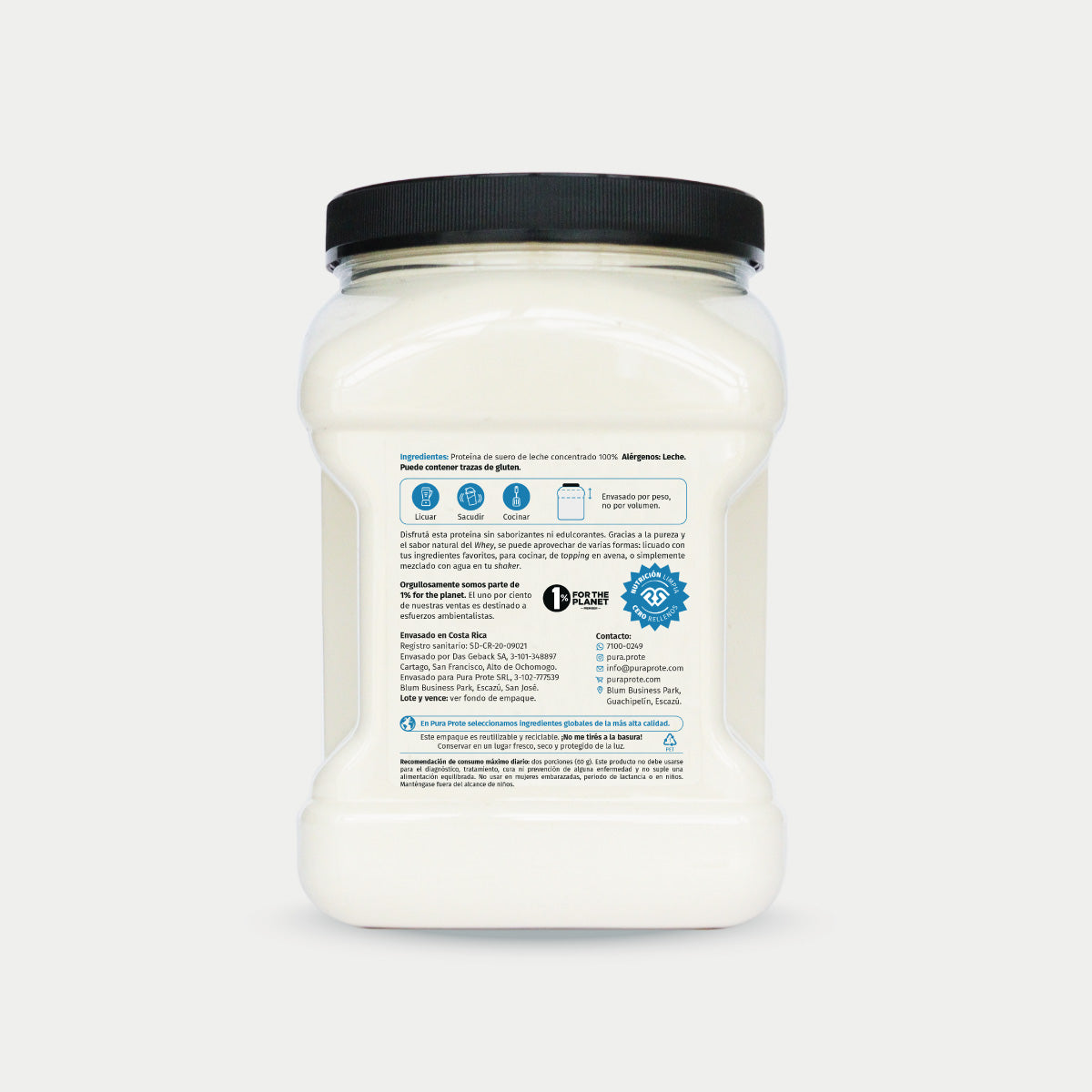 Proteína Whey Limpio 680 g, vista trasera