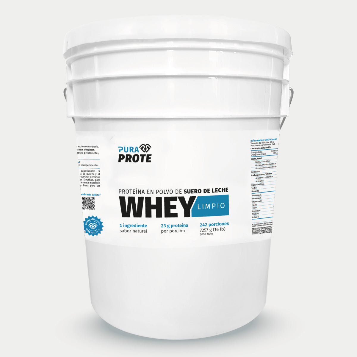 Proteína Whey Limpio 7257 g, vista frontal