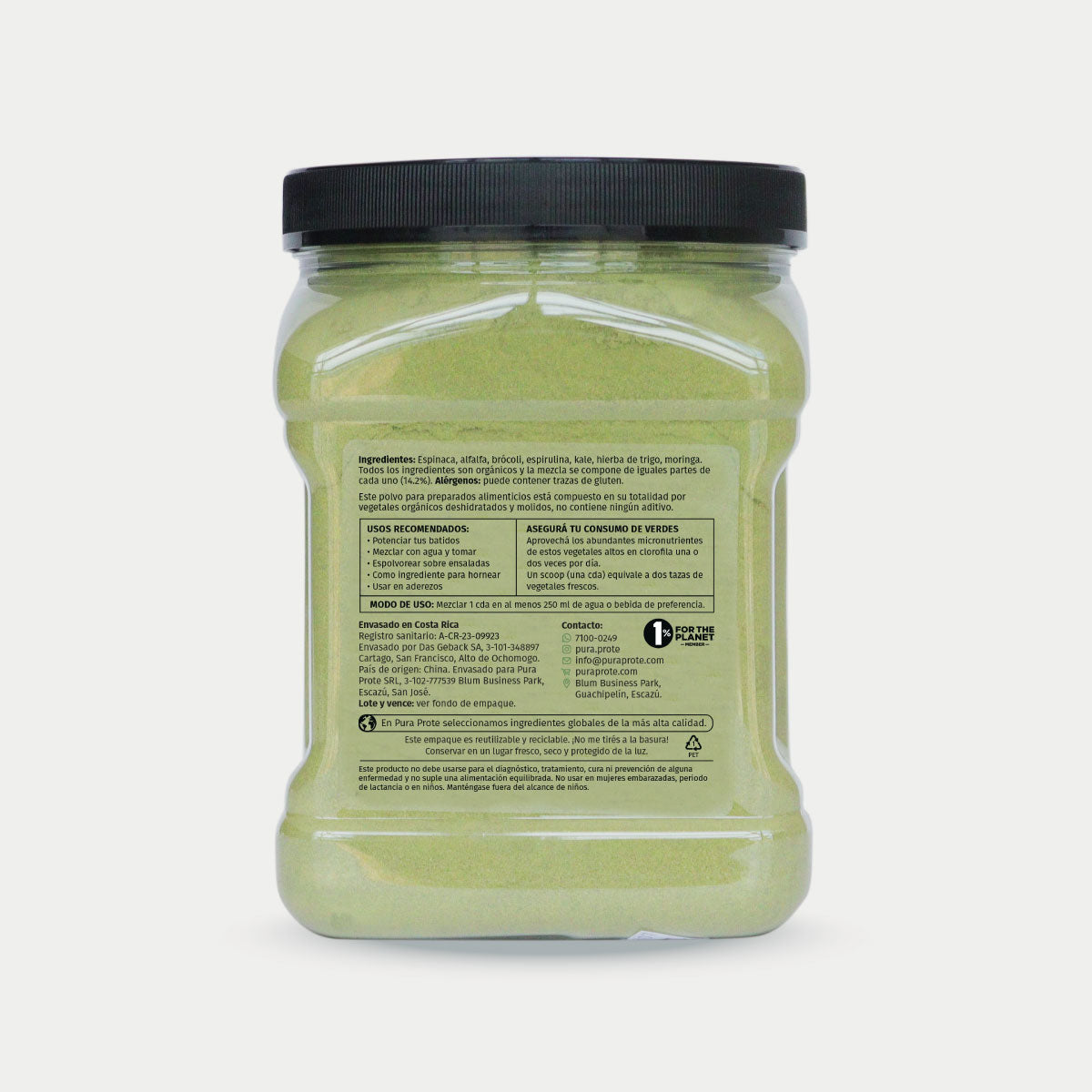 Verdes Orgánicos 600 g, vista trasera