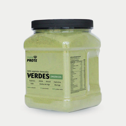 Verdes Orgánicos 600 g, vista frontal lateral