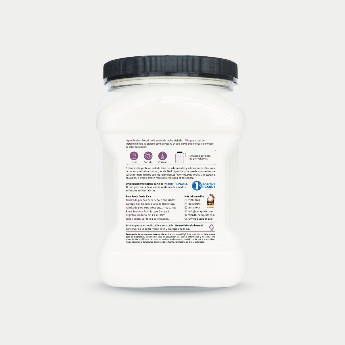 2026_Iso15_Web_Atrás » Pura Prote Whey ISO Limpio Pura Prote 1.5 libras, vista atrás