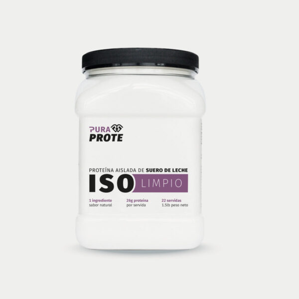 Whey ISO Limpio Pura Prote 1.5 libras, vista frontal