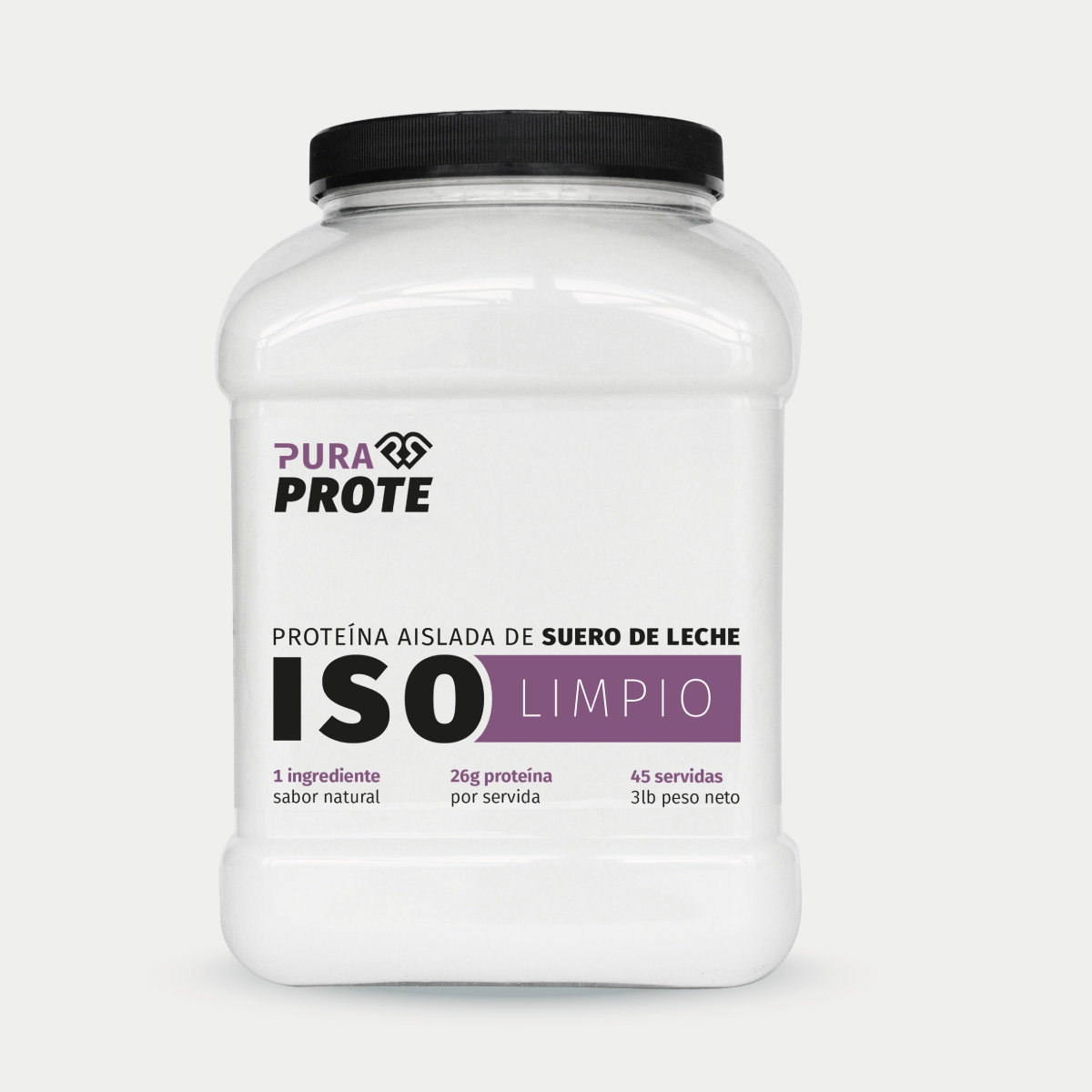 2026_Iso3lb_Web_Frontal » Pura Prote Whey ISO Limpio Pura Prote 3 libras, vista frontal