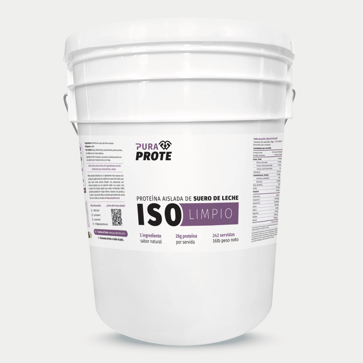 2026_Iso_Cubeta16lb_MontajeWeb » Pura Prote Whey ISO Limpio Pura Prote cubeta de 16 libras