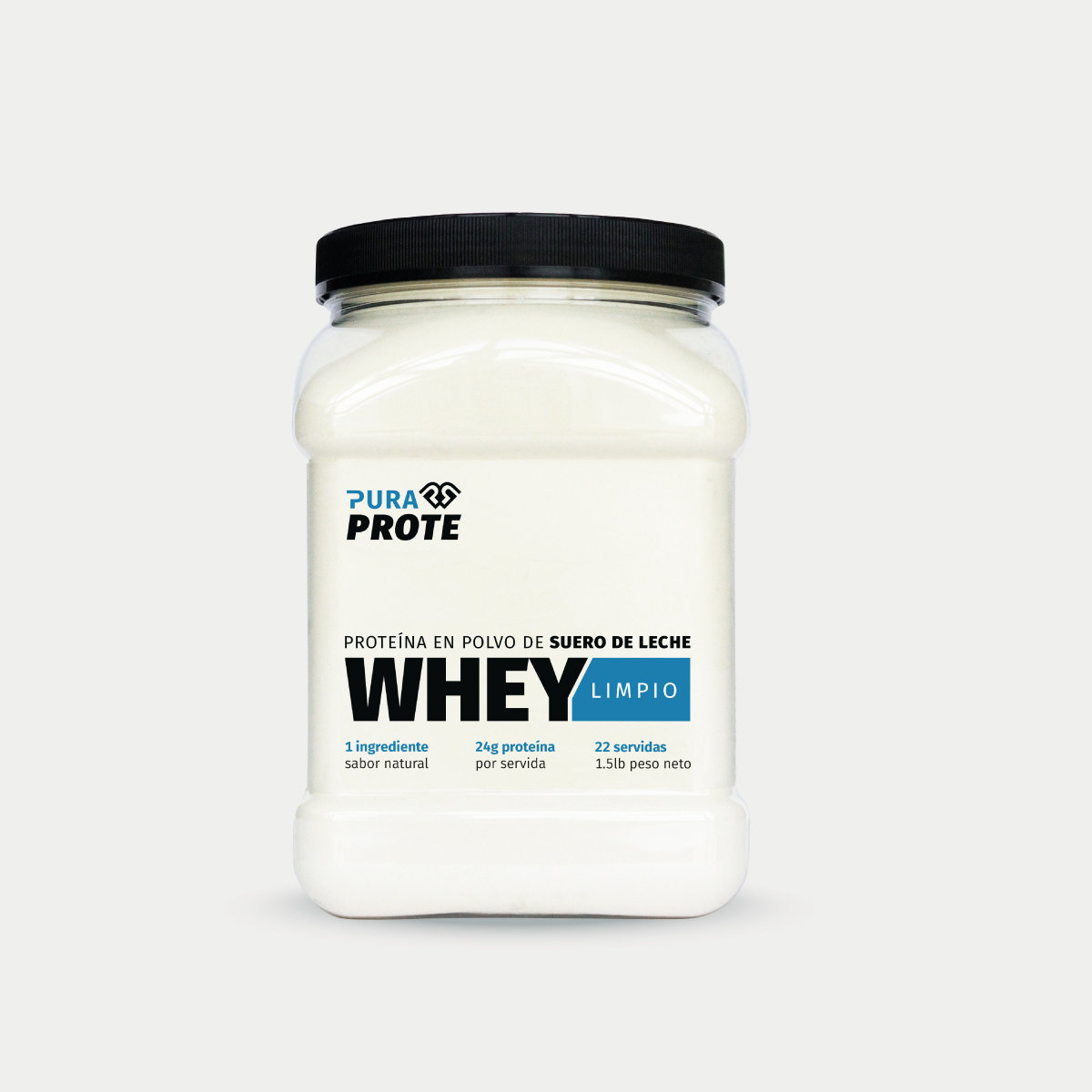 2026_Web_Whey15_Frontal » Pura Prote Whey Limpio Pura Prote 1.5 libras, vista frontal