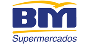 logo-location-bm » Pura Prote BM Supermercados logo with blue 'BM' letters, a yellow arc above, and 'Supermercados' in blue below.