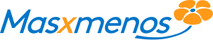 logo-location-masxmenos » Pura Prote Masxmenos logo: blue text with an orange four-petal flower icon to the right.